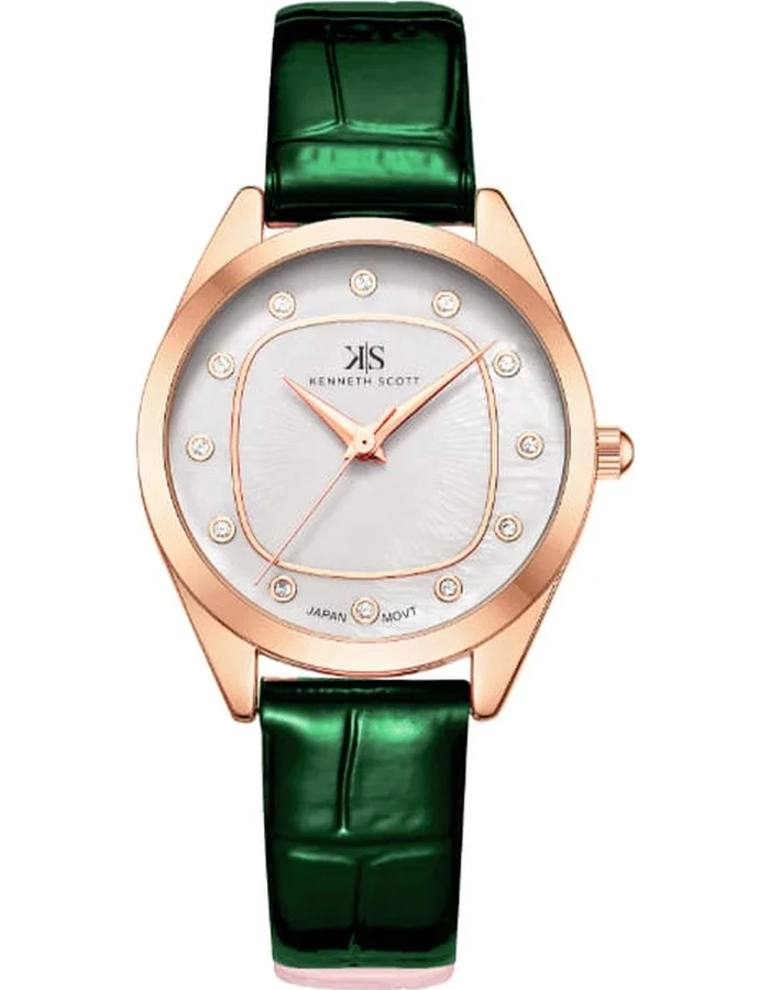 KENNETH SCOTT Kenneth Scott K24508-RLHW Women's Analog Display Watch & Polyurethane Strap Green