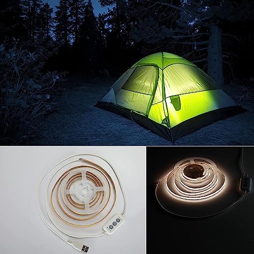 dephen 4.9ft Dimmable LED Strip Lights, 5v 4000K Daylight Dotless COB String, Flexible and Cuttable Rope Lighting, Self Adhesive Tape for TV Backlight, Bedroom, Cabinet, Kitchen, DIY - Image 5