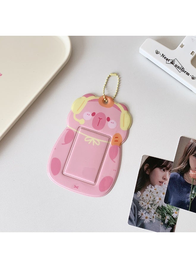 NIBEMINENT 1 - Piece Cute Cartoon Animals Kpop Photo Card Holder Pendant Key Chain ID Badge Holder ID Card Holder Photo Card Protector for School ID Office ID Access Card for Women Girls - Image 1