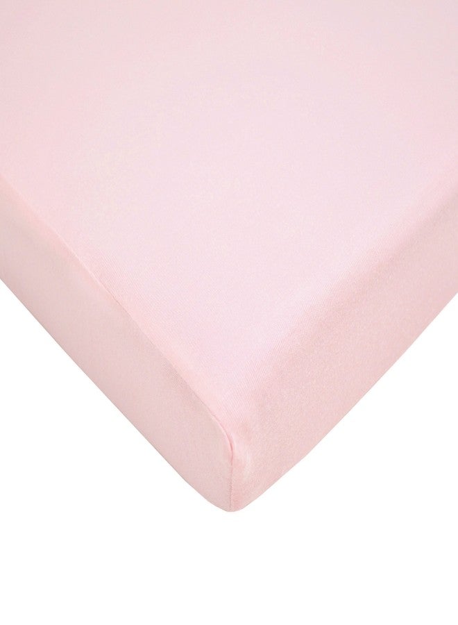 TL Care Supreme 100% Natural Cotton Jersey Knit Mini Crib Sheet, Pink, 24" x 38", Soft Breathable, for Girls - Image 1