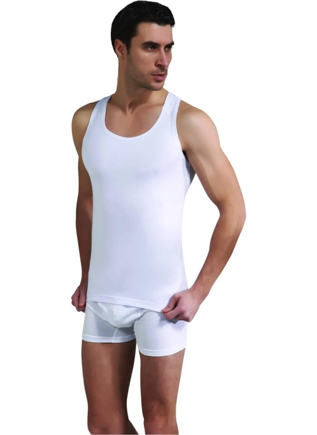 Saran Men's Ribana Classic Suspender Undershirt 3004 - 6 Pieces 