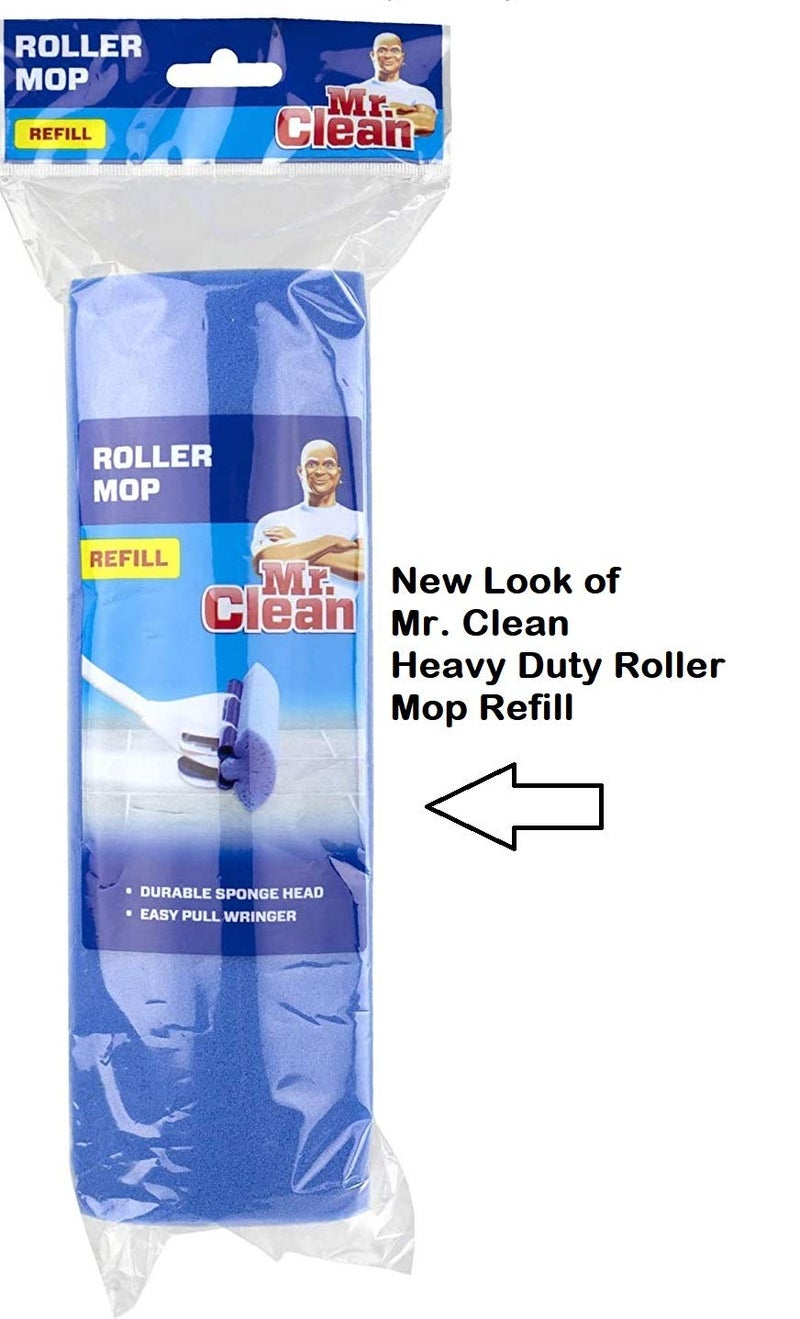 Mr Clean Mr. Clean Heavy Duty Roller Floor Mop Scrubber Sponge Refill Head, Blue - Image 1