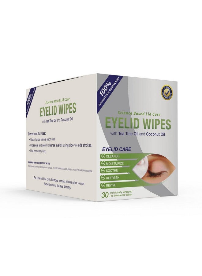 Visual Advantage Premium Eyelid Wipes With Tea Tree and Coconut Oil - Cleansing Wipes for People Itchy Eyes - Box Of 30 Natural Eye Wipes - Image 1