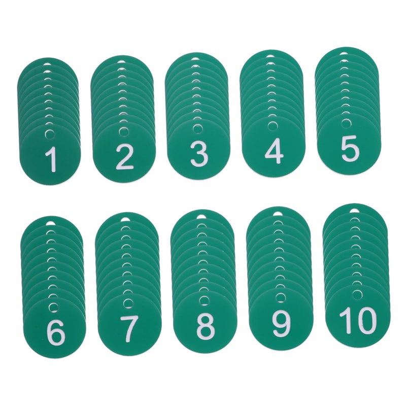 Green Plastic Key Tags 100pcs with Holes for Easy Identification Number Labels for Lockers Cabinets Organized Storage - Image 2