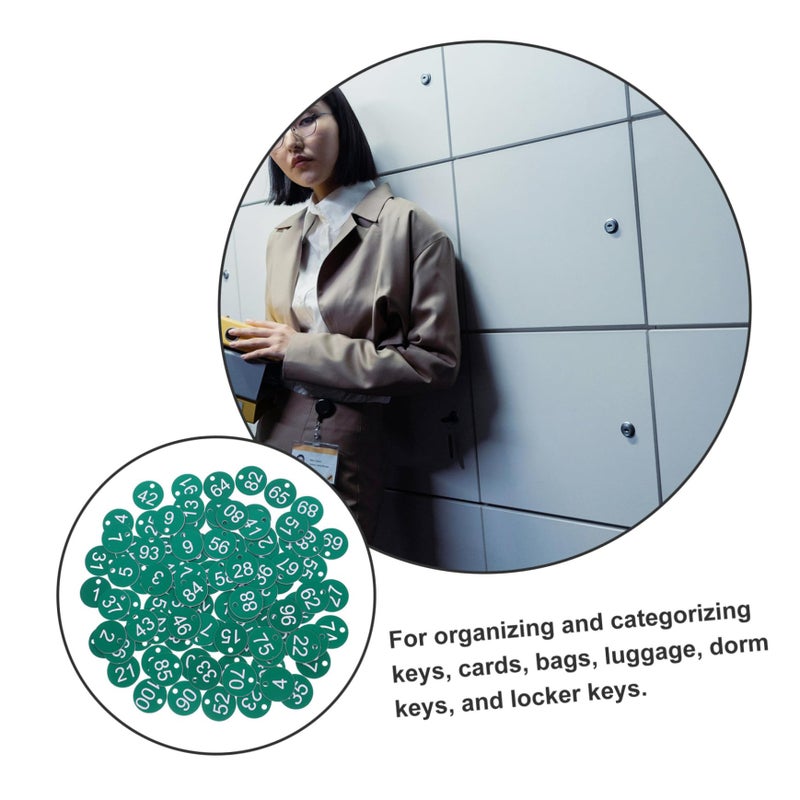 Green Plastic Key Tags 100pcs with Holes for Easy Identification Number Labels for Lockers Cabinets Organized Storage - Image 4