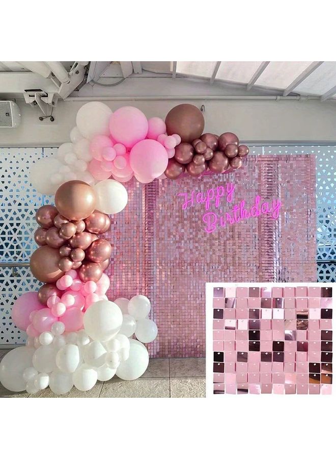 6 قطع قوس قزح لامع حائط خلفية روز ذهبي ترتيب فضي لوحة خلفية الصورة - Image 1