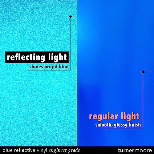 Turner Moore Edition Blue Reflective Vinyl Permanent Adhesive, 12x12 Sheets Reflective Vinyl for Cricut, Cars, Bikes, Decals, Stickers, Signs, Helmets, Mailbox, Numbers, Reflective Tape (3-Pack) - Image 4