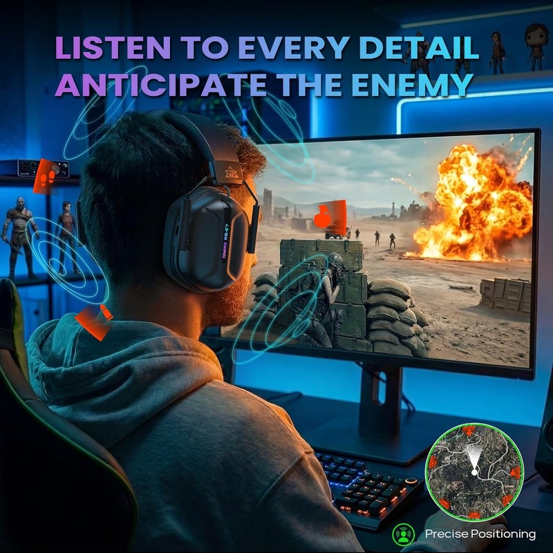 OMIRE RB-E7 RGB Wired Gaming Headphones for PC Computer Headset with Noise Canceling Microphone,50MM Dynamic Drivers, Wired Gaming Headsets for PS5, PS4, PC, Mac, Switch, Xbox Serie,3.5mm Jack, Black - Image 5