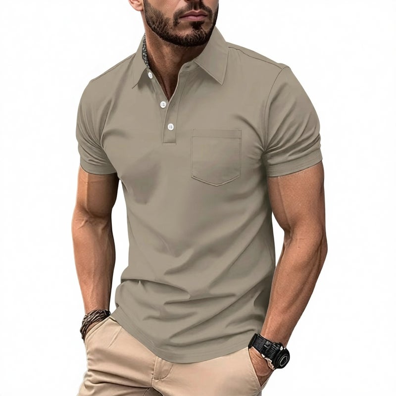Men's Short Sleeve Polo Shirt Color Block Casual Top