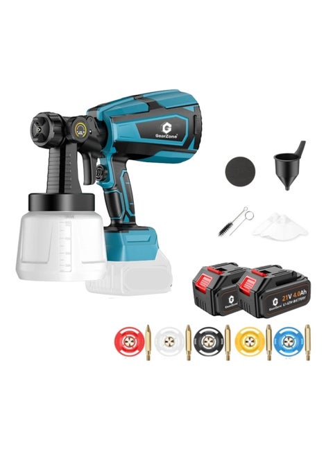 Electroplating Spray gun, portable and cordless with two lithium batteries, 5 Copper nozzles, 1000ml bottle, 3 Spray Modes for Wall, Fence, Metal, Floor, DIY