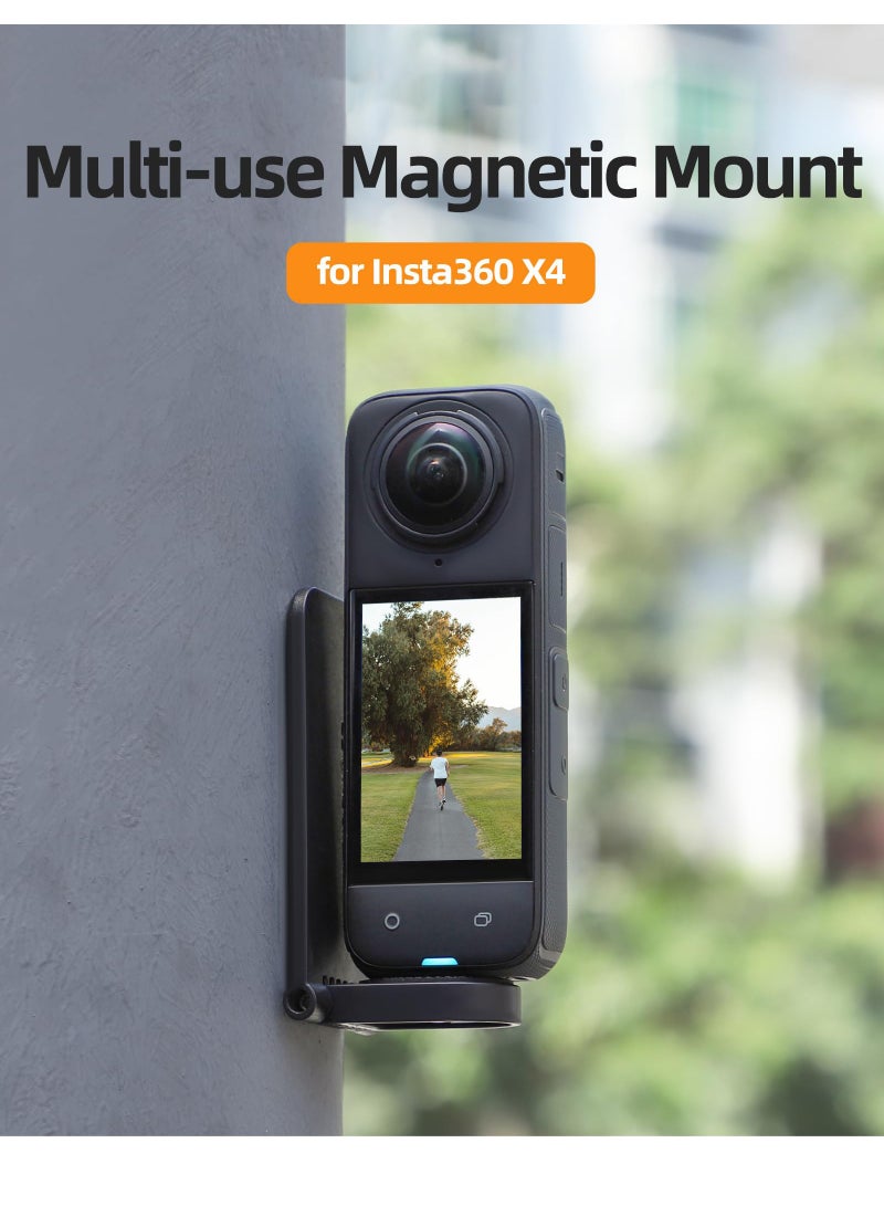 SOLARAE Magnetic Mount Base for Insta360 X4, Magnetic Quick Release Mount Bracket, Angle Adjustable Clip Clamp Mount, Multifunctional Desktop Stand Base Holder for Insta 360 X4 Sports Camera Accessories - Image 2