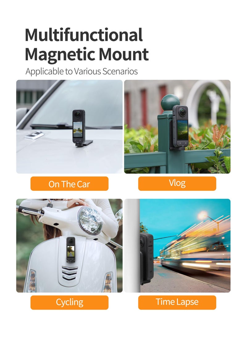 SOLARAE Magnetic Mount Base for Insta360 X4, Magnetic Quick Release Mount Bracket, Angle Adjustable Clip Clamp Mount, Multifunctional Desktop Stand Base Holder for Insta 360 X4 Sports Camera Accessories - Image 4