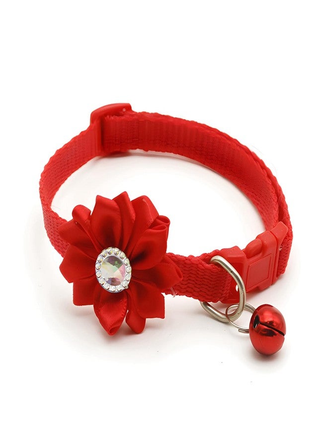 WeimoMonkey Red Kitten Bell Collar with Flower, Puppy Collar with Bell, Soft Nylon Dog Collar Girl Neacklace Adjustable for XXS Xs Small Pet Cat Dogs Animal Litter Tiny - Image 5