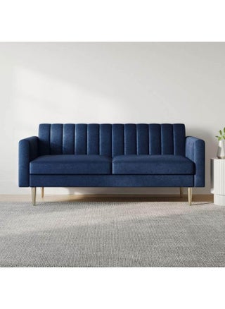 Swedish Wood and Velvet 2-Seater Sofa  - Blue - pzsku/Z98CF0B4C30F47F999DF7Z/45/_/1730998360/06586861-1582-41ab-a5d1-8297564572fe