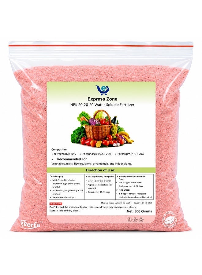Express Zone Premium NPK 20-20-20 Fertilizer 500g GCC All Purpose Fertilizer for Indoor & Outdoor Plants - Image 1