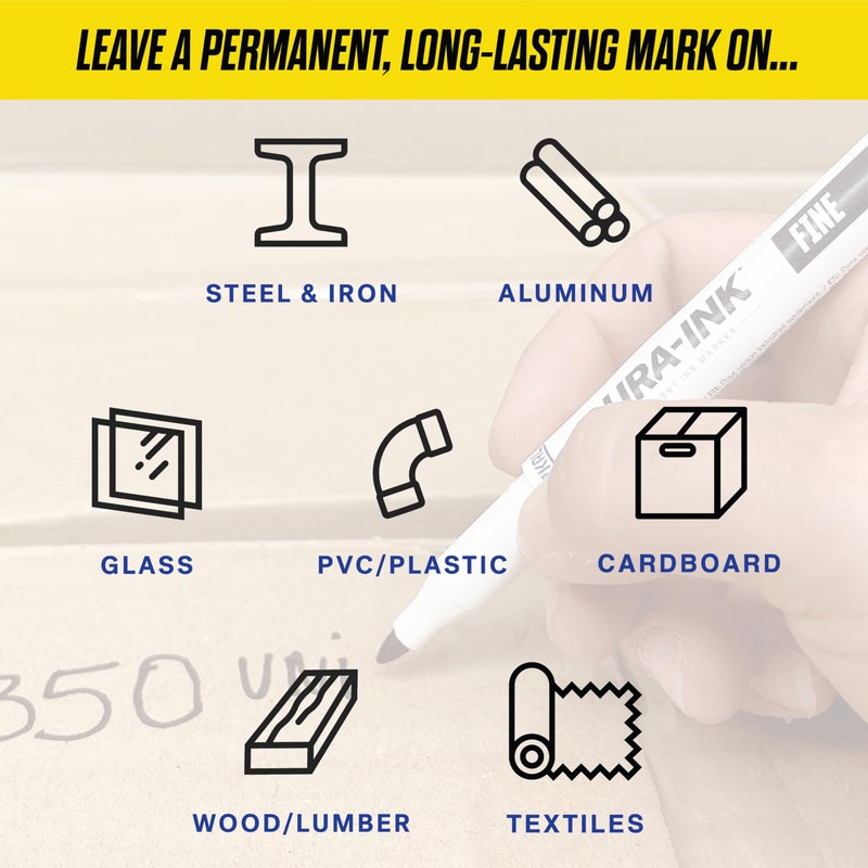 Markal Dura-Ink 15 Fine-Line Permanent Ink Marker, Versatile Surface Compatibility, Size 1.15â€, Black, 12-Pack - Image 4