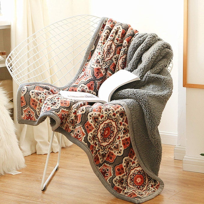 FLANNEL SHERPA THROW 80 X 60 CUTE FLORAL DESIGN SOFT PLUSH FLANNEL BLANKET THROWS FOR BEDCOUCHSOFAOFFICECAMPING