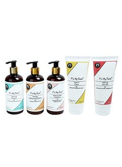 5 Steps Protein Bundle With Cleansing Shampoo Everyday Moisturizing Shampoo Hydrating Deep Conditioner Leave In Cream And Defining Gel For Curly And Wavy Hair (250 Gm Each)