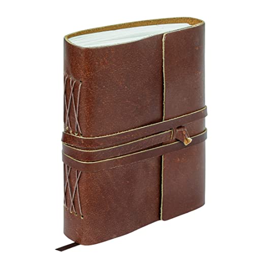 KomalC Handmade Leather Journal | Writing Diary | Bound Daily Notepad For Men & Women Unlined Paper Medium, writing pad gift for artist, sketch - Image 4