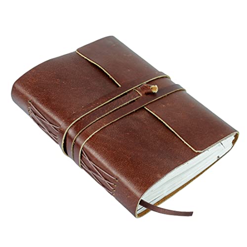 KomalC Handmade Leather Journal | Writing Diary | Bound Daily Notepad For Men & Women Unlined Paper Medium, writing pad gift for artist, sketch - Image 1