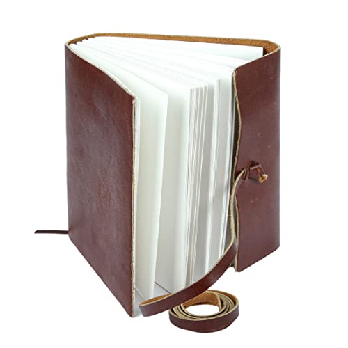 KomalC Handmade Leather Journal | Writing Diary | Bound Daily Notepad For Men & Women Unlined Paper Medium, writing pad gift for artist, sketch - Image 5