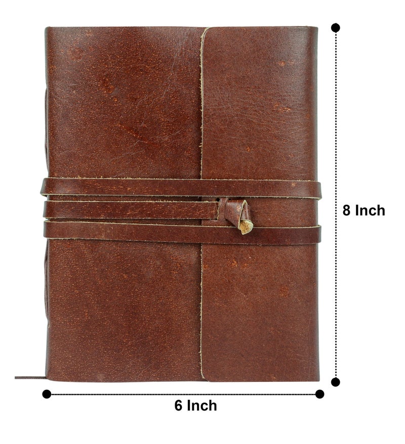 KomalC Handmade Leather Journal | Writing Diary | Bound Daily Notepad For Men & Women Unlined Paper Medium, writing pad gift for artist, sketch - Image 3
