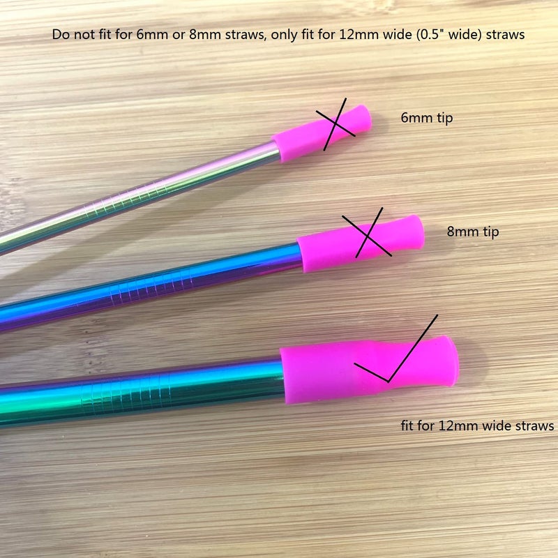 JIEFU Super Big Large Straws Silicone Tips 11pcs Food Grade Reusable Straw Tips Only Fit for 1/2 Inch Wide (12mm Diameter) Stainless Steel Straws and Smoothie Glass straws - Image 2