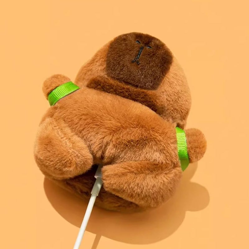 QoKcoahn Cute Cartoon Plush Case for AirPods 4 4rd Generation Case,3D Kawaii Fluffy Turtle Capybara Soft Silicone Cover with Keychain Cool Funny Boys Girls Women for AirPods 4 - Image 3