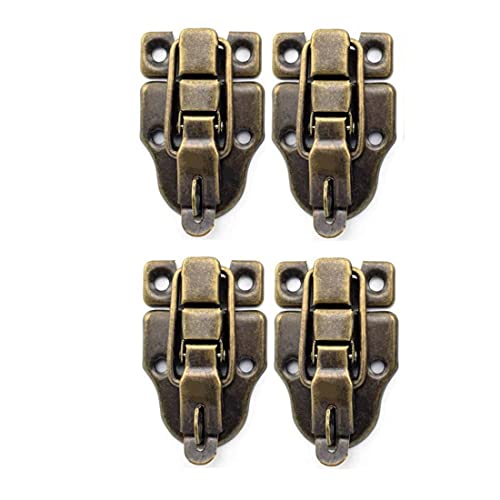 GDQLCNXB 4-Pack Retro Bronze Style Box Toggle Latch Antique Metal Duckbilled Hasp Latch Catch with Padlock Hole for Jewelry Box Cabinet Wooden Case Ordinary Box Crafts - Image 4