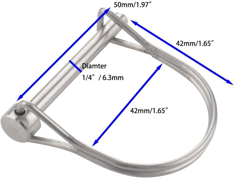 VTurboWay 2 Pack Safety Coupler Pin 1/4" x 1.97"(6.3mm x 50mm), Full Marine Grade 316 Stainless Steel Heavy Duty Shaft Locking Pin - Image 3