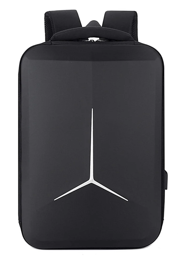 Hike Black Semi Hard 17 inch Unisex Laptop Backpack with Built in Combination lock and USB/ Headphone Port Daypack for Travel, Office and Business, HK2020-BLACK  | Best Price UAE