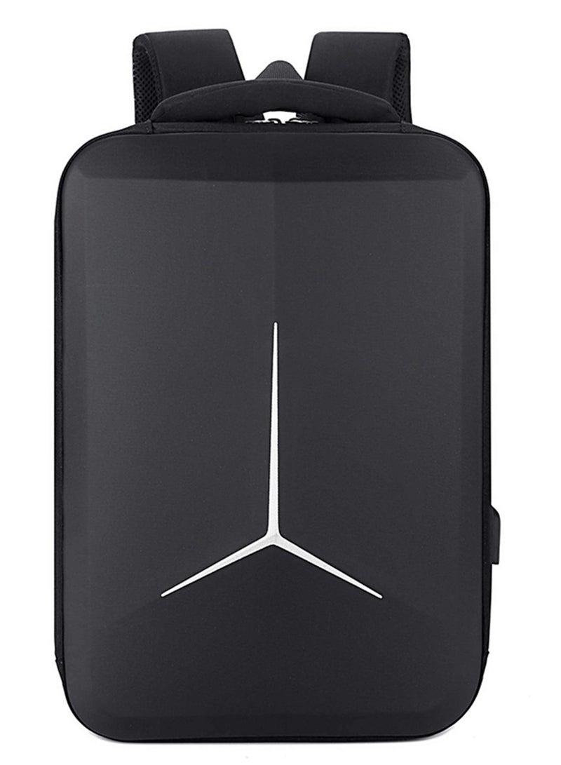 HIKE Semi Hard 17 inch Unisex Laptop Backpack with Built in Combination lock and USB/ Headphone Port Daypack for Travel, Office and Business, HK2020-BLACK - Image 3