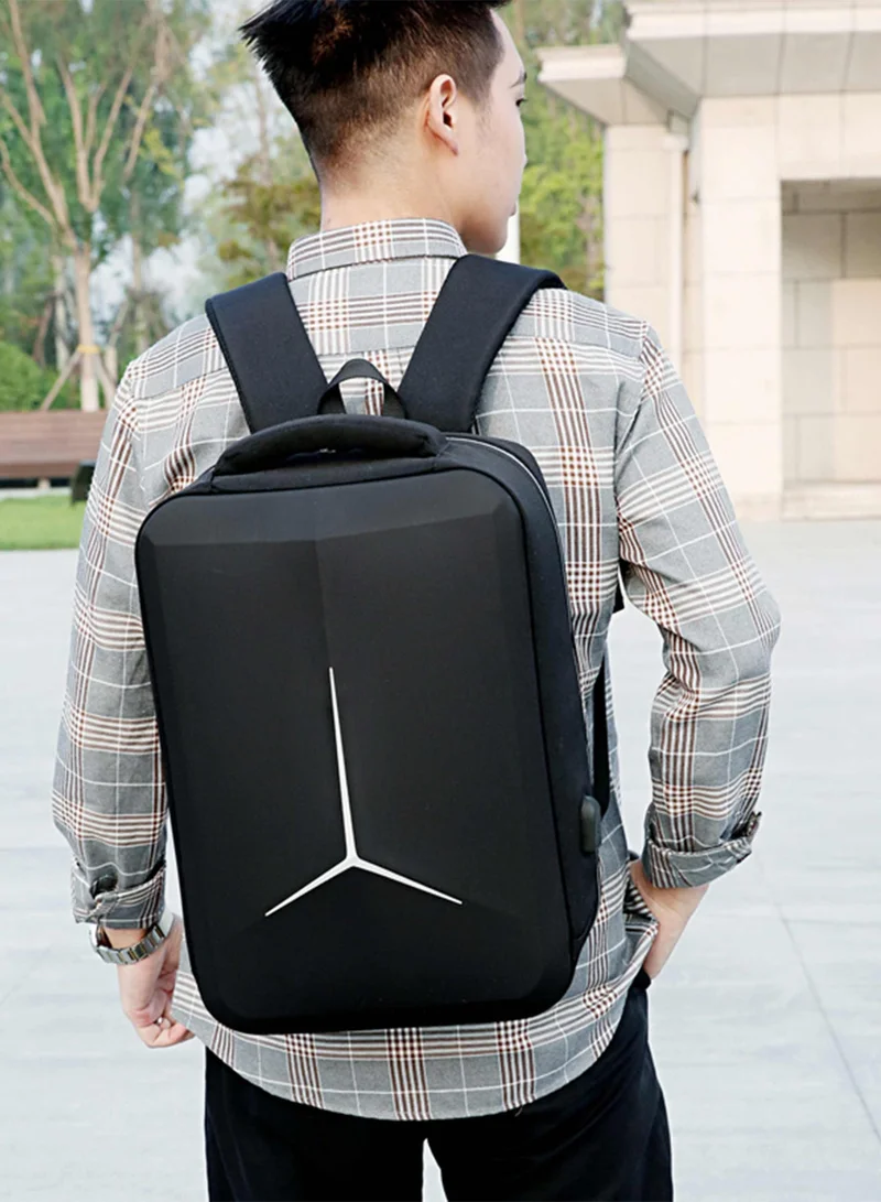 هايك Semi Hard 17 inch Unisex Laptop Backpack with Built in Combination lock and USB/ Headphone Port Daypack for Travel, Office and Business, HK2020-BLACK
