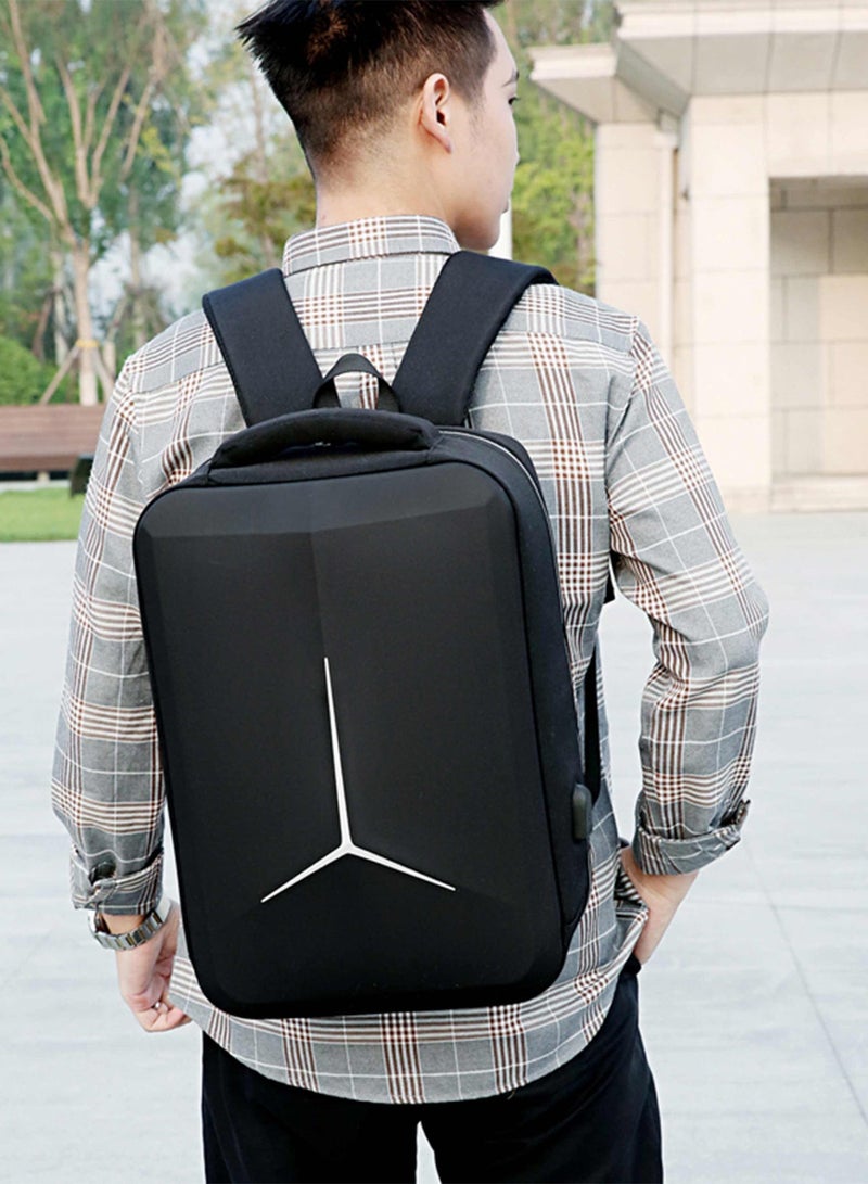 HIKE Semi Hard 17 inch Unisex Laptop Backpack with Built in Combination lock and USB/ Headphone Port Daypack for Travel, Office and Business, HK2020-BLACK - Image 2