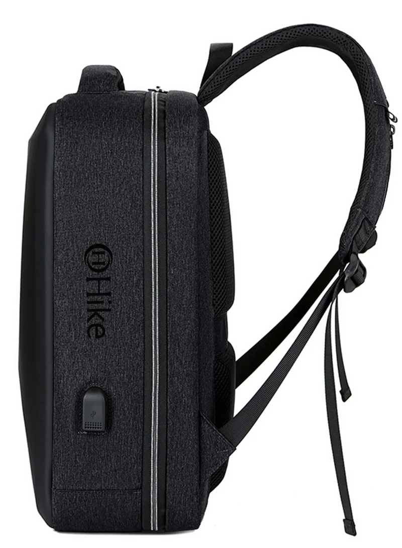 Hike Black Semi Hard 17 inch Unisex Laptop Backpack with Built in Combination lock and USB/ Headphone Port Daypack for Travel, Office and Business, HK2020-BLACK  | Best Price UAE