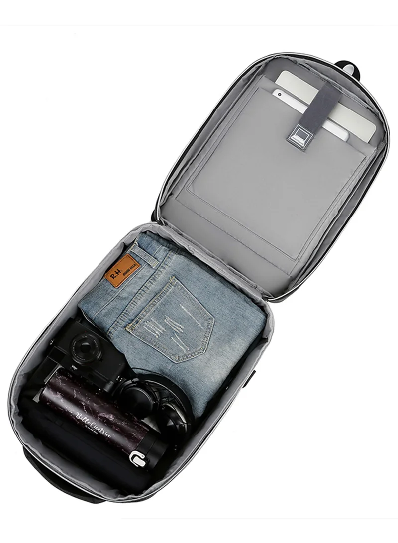 Hike Black Semi Hard 17 inch Unisex Laptop Backpack with Built in Combination lock and USB/ Headphone Port Daypack for Travel, Office and Business, HK2020-BLACK  | Best Price UAE
