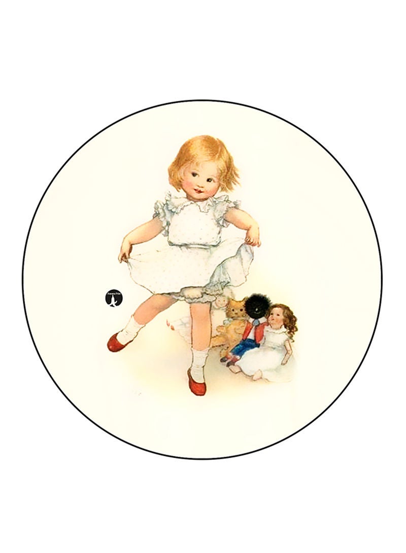 RKN Girl Printed Mouse Pad  Round  Multicolour