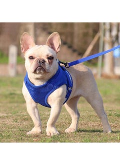 Kuber Industries Reflective Dog Harness With Adjustable Leash|Breathable Polyester Mesh Fabric |Medium Size|Ht-844|Comfortable No-Pull Grip|Quick Release Buckles|Easy On - Easy Off Harness|Blue  - Image 1
