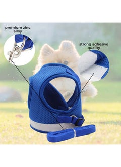 Kuber Industries Reflective Dog Harness With Adjustable Leash|Breathable Polyester Mesh Fabric |Medium Size|Ht-844|Comfortable No-Pull Grip|Quick Release Buckles|Easy On - Easy Off Harness|Blue  - Image 4