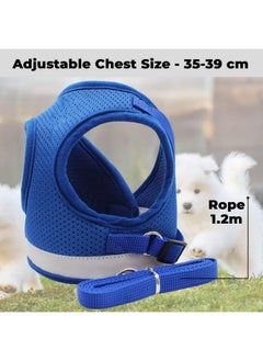 Kuber Industries Reflective Dog Harness With Adjustable Leash|Breathable Polyester Mesh Fabric |Medium Size|Ht-844|Comfortable No-Pull Grip|Quick Release Buckles|Easy On - Easy Off Harness|Blue  - Image 3