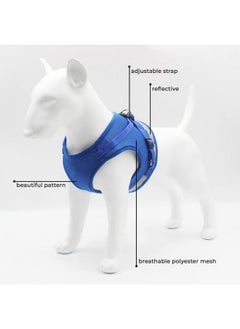 Kuber Industries Reflective Dog Harness With Adjustable Leash|Breathable Polyester Mesh Fabric |Medium Size|Ht-844|Comfortable No-Pull Grip|Quick Release Buckles|Easy On - Easy Off Harness|Blue  - Image 2