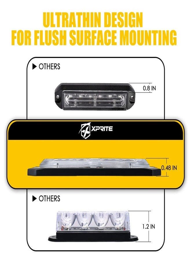 Xprite طقم أضواء شرطة ستروب LED زرقاء مثبتة على السطح من Xprite، ضوء تحذير أمان طارئ وامض لشبكة سيارة الشرطة للمركبات التطوعية والشاحنات والمركبات الرباعية والسيارات والشاحنات الصغيرة والدراجات النارية - 4 قطع - Image 2