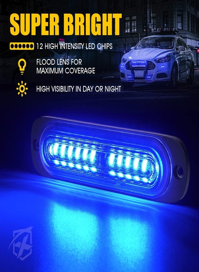 Xprite طقم أضواء شرطة ستروب LED زرقاء مثبتة على السطح من Xprite، ضوء تحذير أمان طارئ وامض لشبكة سيارة الشرطة للمركبات التطوعية والشاحنات والمركبات الرباعية والسيارات والشاحنات الصغيرة والدراجات النارية - 4 قطع - Image 3
