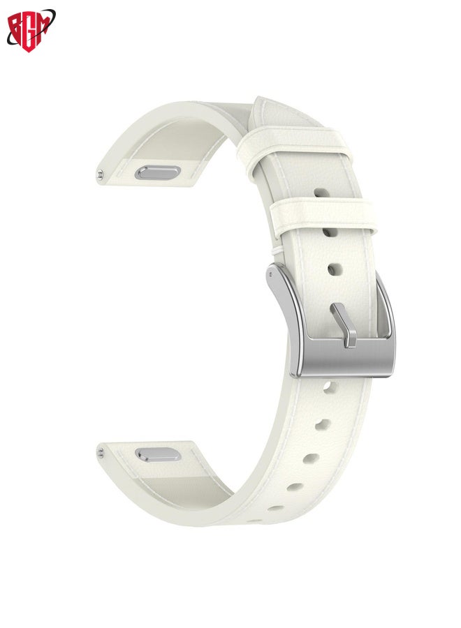 BGM For Garmin Forerunner 265S Press Button 18mm Leather Watch Band(White)  - Image 4