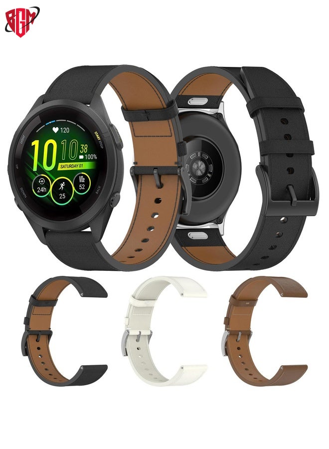 BGM For Garmin Forerunner 265S Press Button 18mm Leather Watch Band(White)  - Image 5