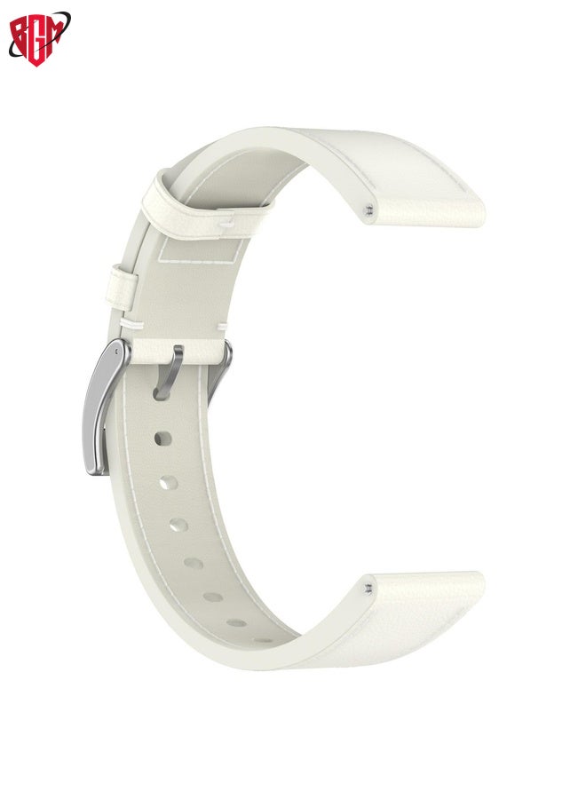 BGM For Garmin Forerunner 265S Press Button 18mm Leather Watch Band(White)  - Image 3