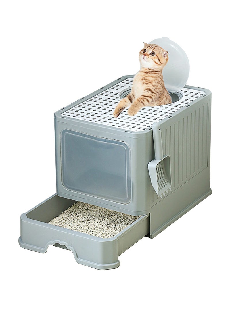 Arabest - Large Fully Enclosed Cat Litter Pan Folding Drawer Deodorising Cat Litter Box Extra Large Splash-proof 40*50*40 CM - Image 1