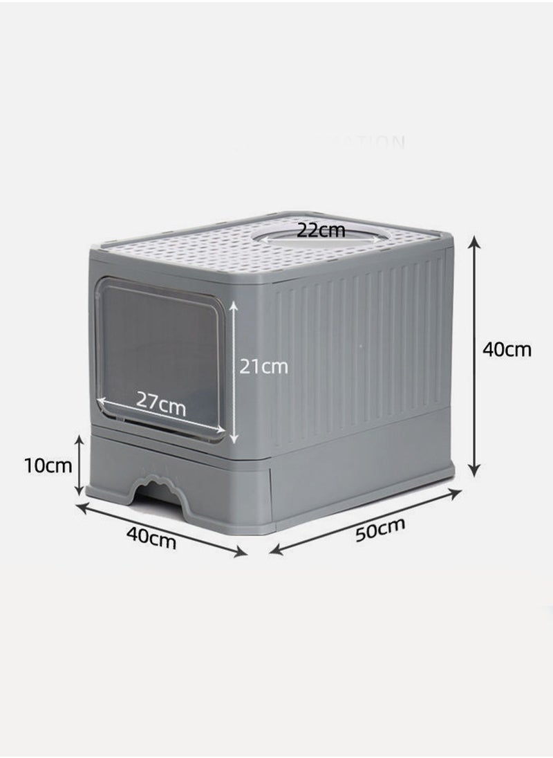 Arabest - Large Fully Enclosed Cat Litter Pan Folding Drawer Deodorising Cat Litter Box Extra Large Splash-proof 40*50*40 CM - Image 1