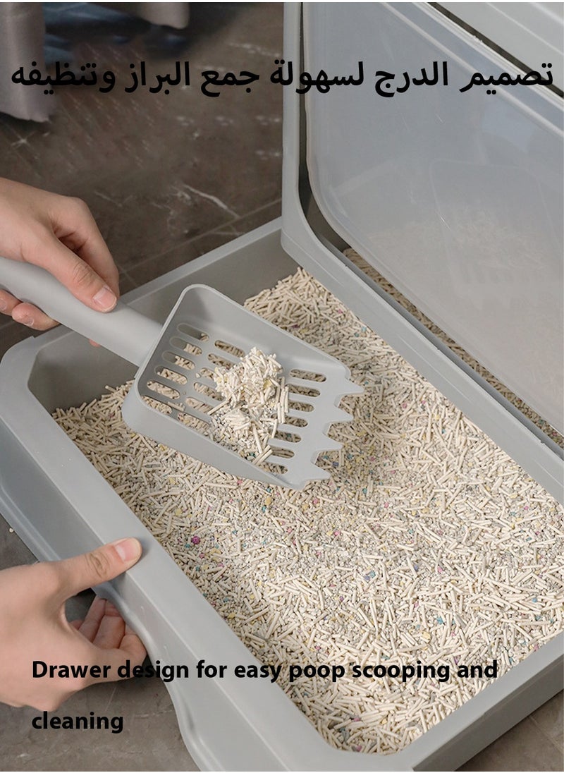 Arabest - Large Fully Enclosed Cat Litter Pan Folding Drawer Deodorising Cat Litter Box Extra Large Splash-proof 40*50*40 CM - Image 1