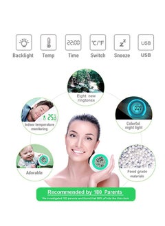 KASTWAVE ساعة منبه للأطفال من KASTWAVE، ساعة منبه رقمية قابلة لإعادة الشحن، ضوء ليلي متغير الألوان بـ 7 ألوان، غفوة، تحكم باللمس، درجة حرارة لغرفة نوم الأطفال، ساعة رقمية للأولاد والبنات  - Image 4